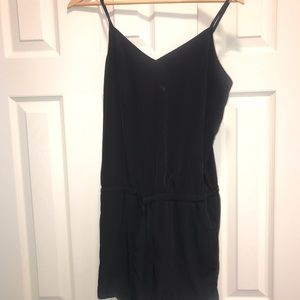 JCrew XS black romper with tie waist
